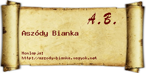 Aszódy Bianka névjegykártya