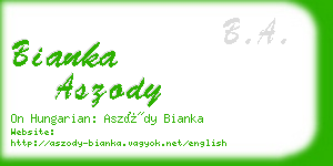 bianka aszody business card